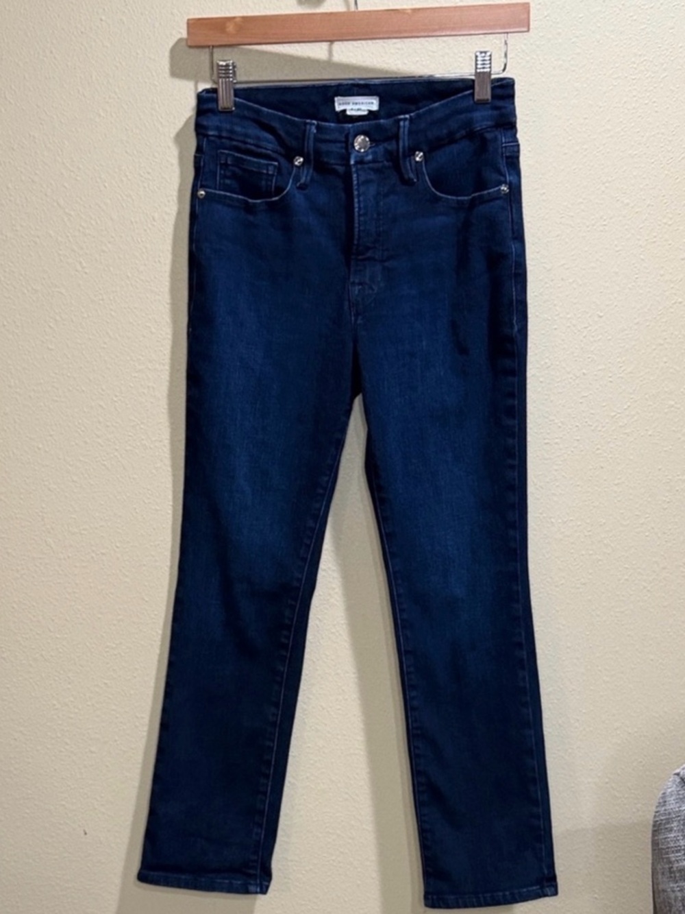 Good American Deep Indigo Straight Leg Jeans